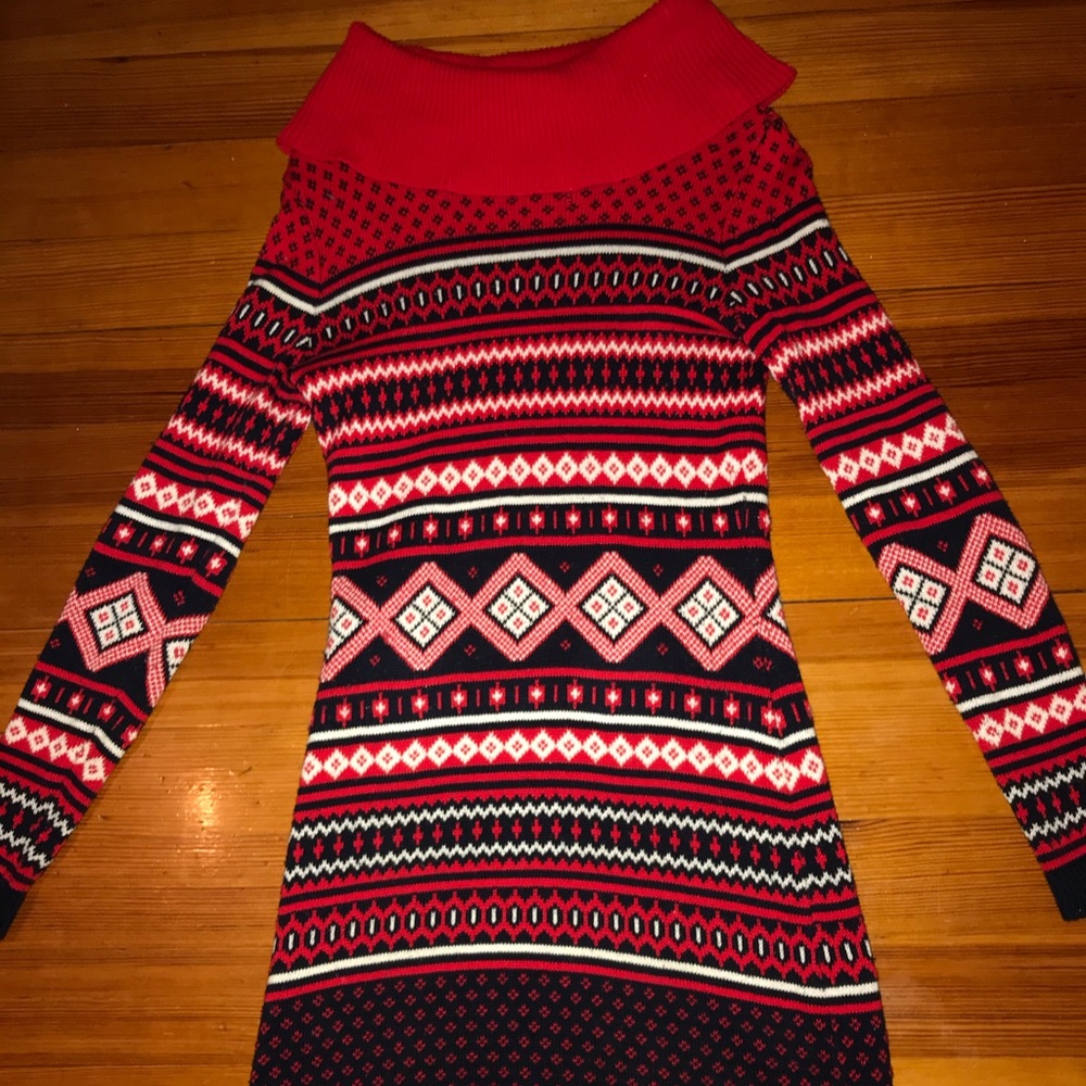 Tommy Hilfiger print turtleneck sweater dress